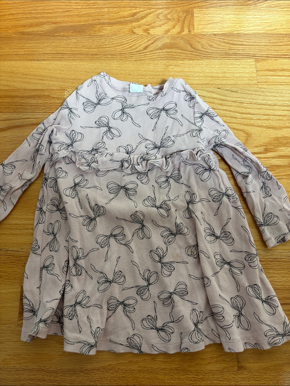 GAP Pink Long-Sleeve Bow Print Top with Ruffle